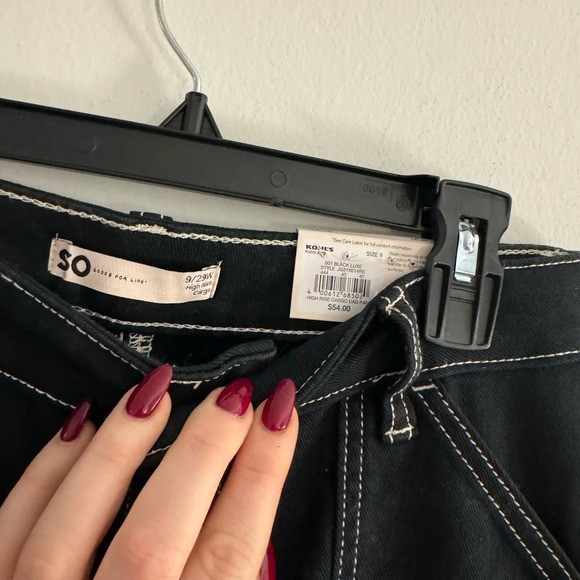 Black High Rise Cargo Style Pants - Picture 2 of 3